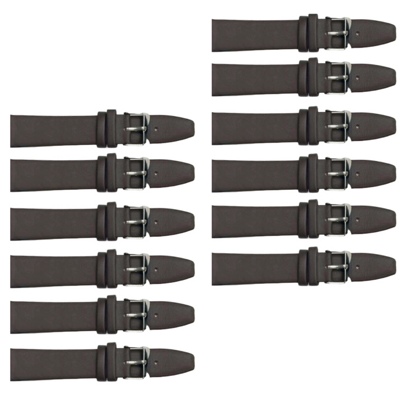 Load image into Gallery viewer, 12PCS Dark Brown Leather Flat Plain Unstitched Watch Band Sizes 8MM-26MM
