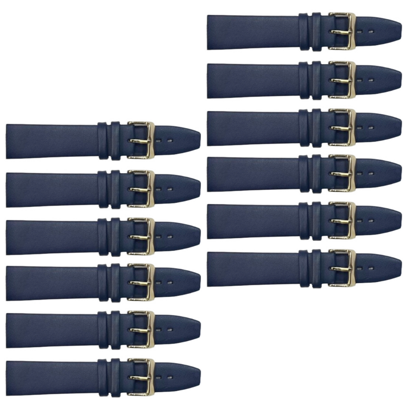 Load image into Gallery viewer, 12PCS Dark Blue Leather Flat Plain Unstitched Watch Band Sizes 18MM-24MM
