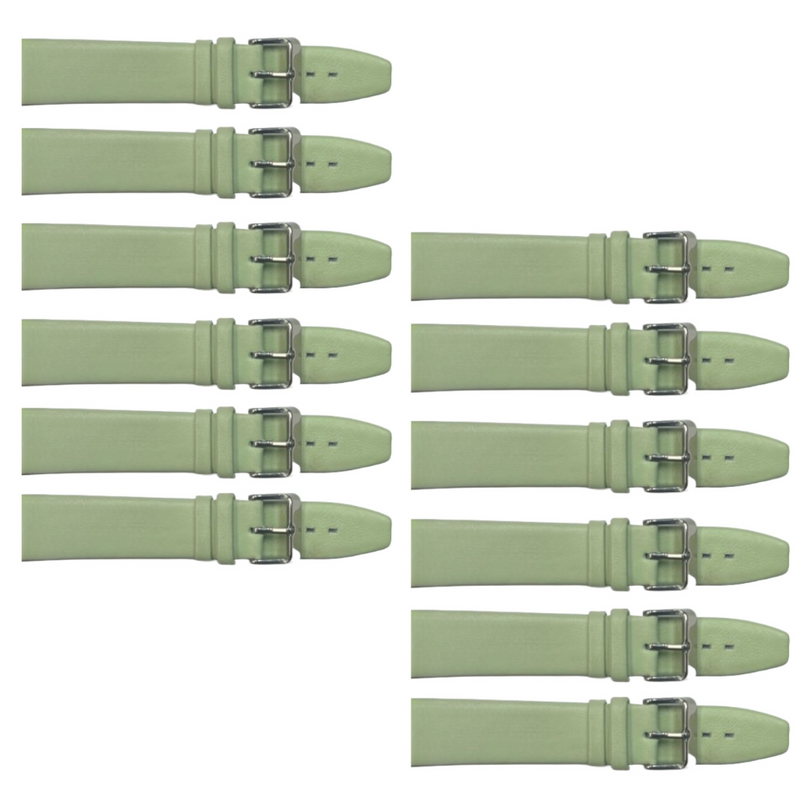 Load image into Gallery viewer, 12PCS Light Green Leather Flat Plain Unstitched Watch Band Sizes 18MM-20MM
