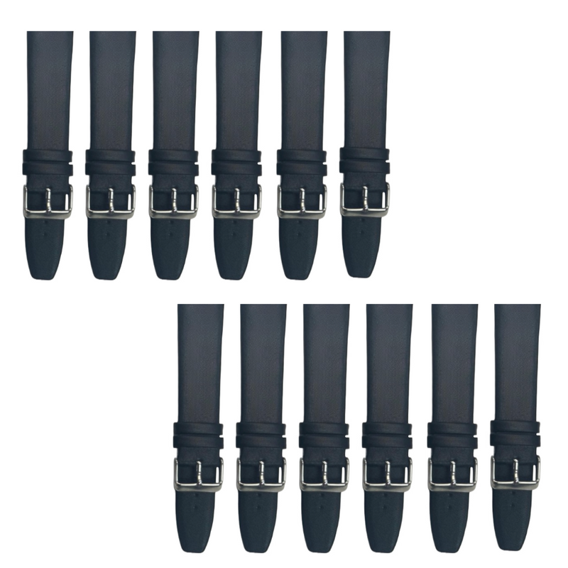 Load image into Gallery viewer, 12PCS Black Leather Flat Plain Unstitched Watch Band Sizes 8MM-26MM
