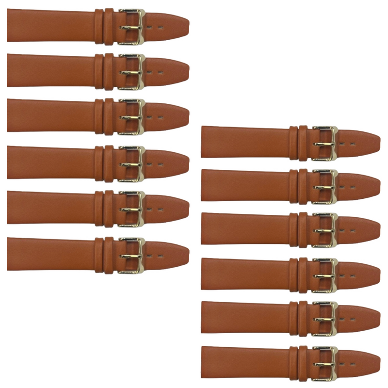 Load image into Gallery viewer, 12PCS TAN BROWN Leather Flat Plain Unstitched Watch Band Sizes 18MM-24MM
