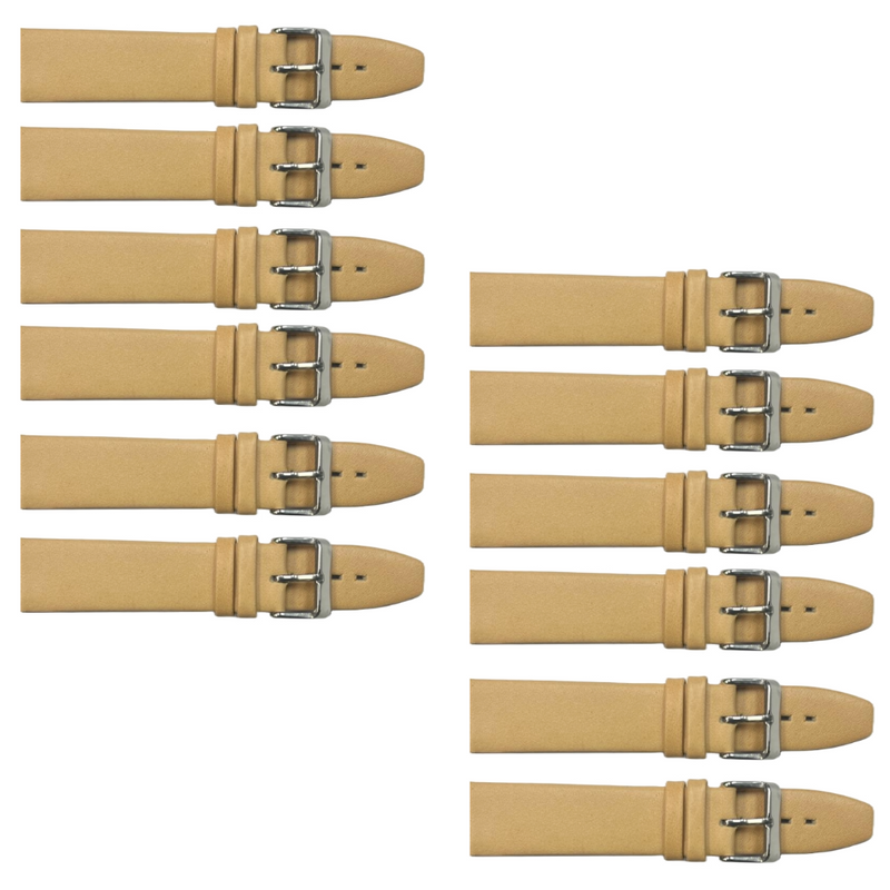 Load image into Gallery viewer, 12PCS Light BROWN Leather Flat Plain Unstitched Watch Band Sizes 18MM-24MM
