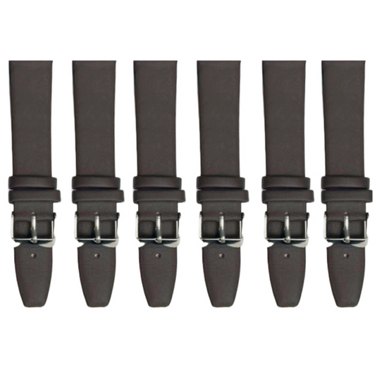 6PCS Dark Brown Leather Flat Plain Unstitched Watch Band Sizes 8MM-26MM