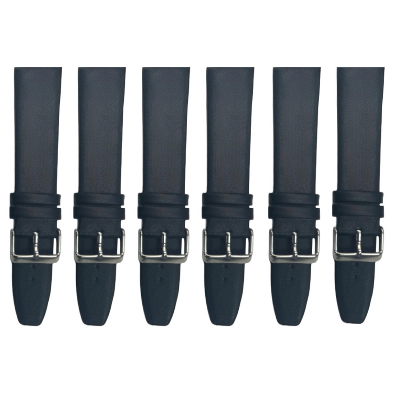 Load image into Gallery viewer, 6PCS Black Leather Flat Plain Unstitched Watch Band Sizes 8MM-26MM
