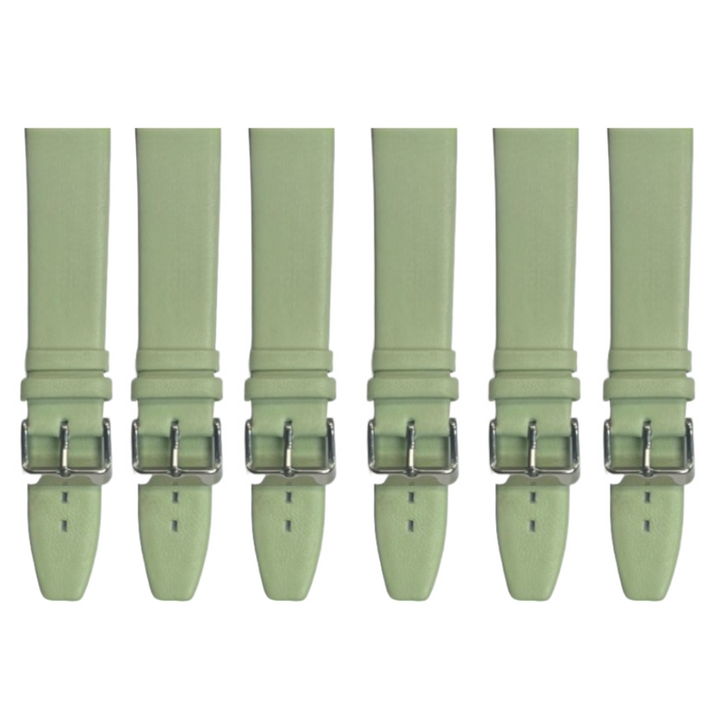 Load image into Gallery viewer, 6PCS Light Green Leather Flat Plain Unstitched Watch Band Sizes 18MM-20MM
