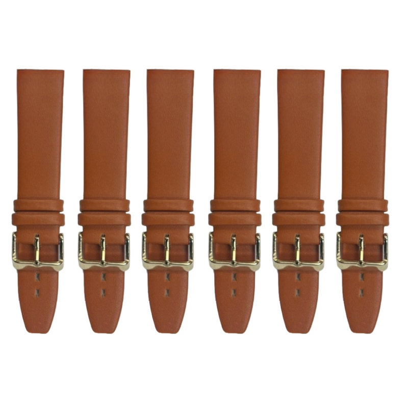 Load image into Gallery viewer, 6PCS TAN BROWN Leather Flat Plain Unstitched Watch Band Sizes 18MM-24MM
