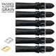 6PCS Alligator Grain Black Leather Watch Band (12MM - 30MM + XXL Sizes) Padded w/Black Stitches - Universal Jewelers & Watch Tools Inc.