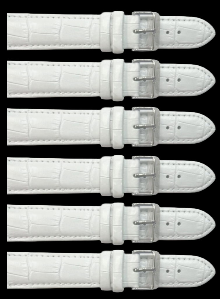 Load image into Gallery viewer, 6PCS Alligator Grain WHITE Leather Watch Band (12MM-30MM + XXL Sizes) Padded &amp; Stitched
