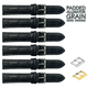 6PCS Alligator Grain Black Leather Watch Band (12MM - 30MM + XXL Sizes) Padded w/White Stitches - Universal Jewelers & Watch Tools Inc.