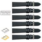 6PCS Lizard Grain Flat Black Unstitched Genuine Leather Watch Band Size (12MM-24MM)