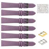 6PCS Lizard Grain Flat PURPLE Unstitched Genuine Leather Watch Band Size (12MM-24MM)