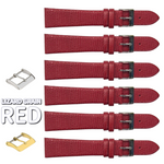 6PCS Lizard Grain Flat RED Unstitched Genuine Leather Watch Band Size (12MM-24MM)
