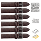 6PCS Alligator Grain Dark Brown Leather Watch Band (12MM - 30MM + XXL Sizes) Padded w/Brown Stitches - Universal Jewelers & Watch Tools Inc.