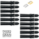 12PCS Alligator Grain Black Leather Watch Band (12MM - 30MM + XXL Sizes) Padded w/Black Stitches - Universal Jewelers & Watch Tools Inc.