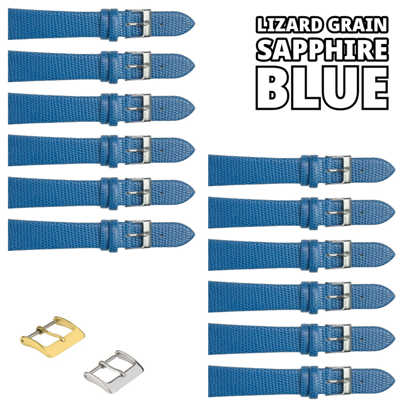 Load image into Gallery viewer, 12PCS Lizard Grain Flat SAPPHIRE Blue Band Size (12MM-24MM)
