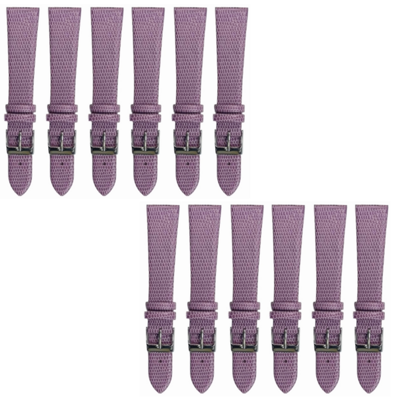 Load image into Gallery viewer, 12PCS Lizard Grain Flat PURPLE Unstitched Genuine Leather Watch Band Size (12MM-24MM)
