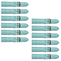 12PCS Alligator Grain Sky Blue Leather Watch Band 22MM Padded & Stitched
