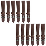 12PCS Lizard Grain Flat CHOCOLATE BROWN Unstitched Genuine Leather Watch Band Size (12MM-24MM)