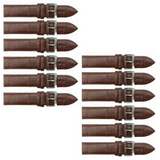 12PCS Alligator Grain LIGHT BROWN Leather Watch Band (12MM-30MM + XXL Sizes) Padded w/Brown Stitches