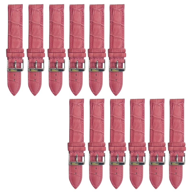 Load image into Gallery viewer, 12PCS Alligator Grain PINK Leather Watch Band (12MM-22MM) Padded &amp; Stitched
