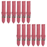 12PCS Alligator Grain PINK Leather Watch Band (12MM-22MM) Padded & Stitched