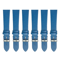 6PCS Lizard Grain Flat SAPPHIRE Blue Unstitched Genuine Leather Watch Band Size (12MM-24MM)
