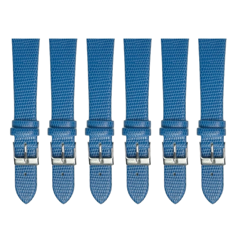 Load image into Gallery viewer, 6PCS Lizard Grain Flat SAPPHIRE Blue Unstitched Genuine Leather Watch Band Size (12MM-24MM)
