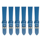 6PCS Lizard Grain Flat SAPPHIRE Blue Unstitched Genuine Leather Watch Band Size (12MM-24MM)