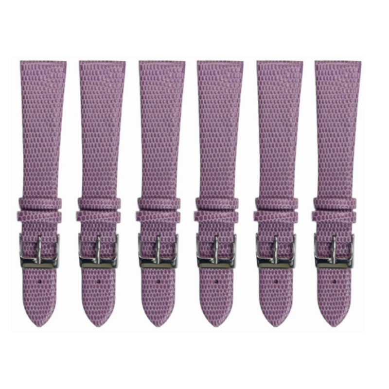 Load image into Gallery viewer, 6PCS Lizard Grain Flat PURPLE Unstitched Genuine Leather Watch Band Size (12MM-24MM)
