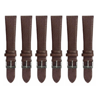 6PCS Lizard Grain Flat CHOCOLATE BROWN Unstitched Genuine Leather Watch Band Size (12MM-24MM)