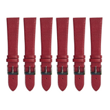 6PCS Lizard Grain Flat RED Unstitched Genuine Leather Watch Band Size (12MM-24MM)