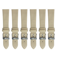 6PCS Lizard Grain Flat BEIGE Unstitched Genuine Leather Watch Band Size (12MM-24MM)