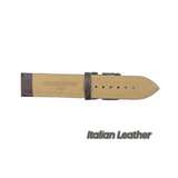 12PCS Alligator Grain Dark Brown Leather Watch Band (12MM-30MM + XXL Sizes) Padded w/Brown Stitches
