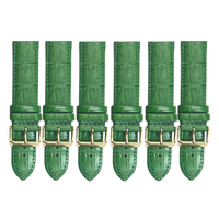 6PCS Alligator Grain GREEN Leather Watch Band (16MM-24MM) Padded & Stitched