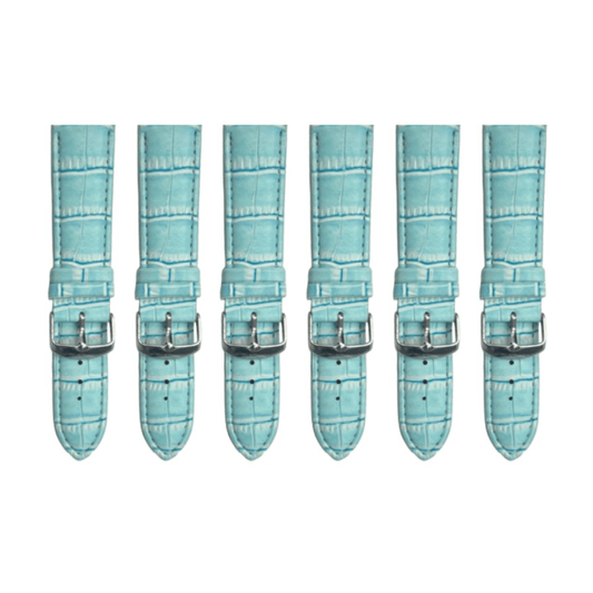6PCS Alligator Grain Sky Blue Leather Watch Band 22MM Padded & Stitched - Universal Jewelers & Watch Tools Inc.