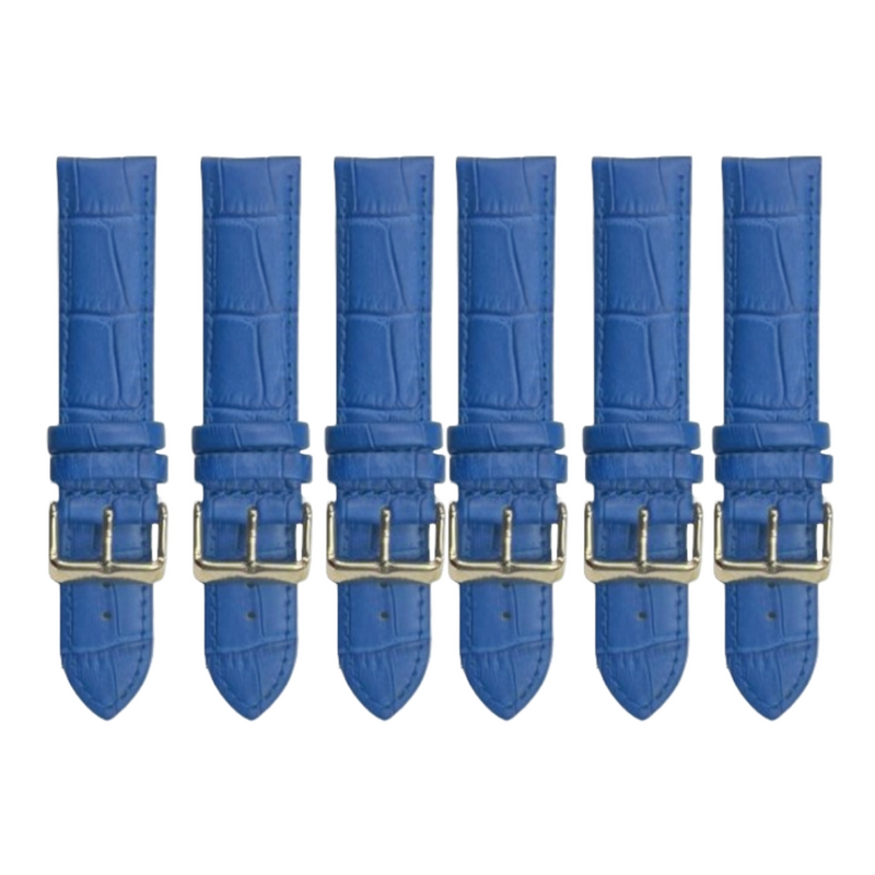 Load image into Gallery viewer, 6PCS Alligator Grain DEMIN Blue Leather Watch Band (18MM &amp; 20MM) Padded &amp; Stitched
