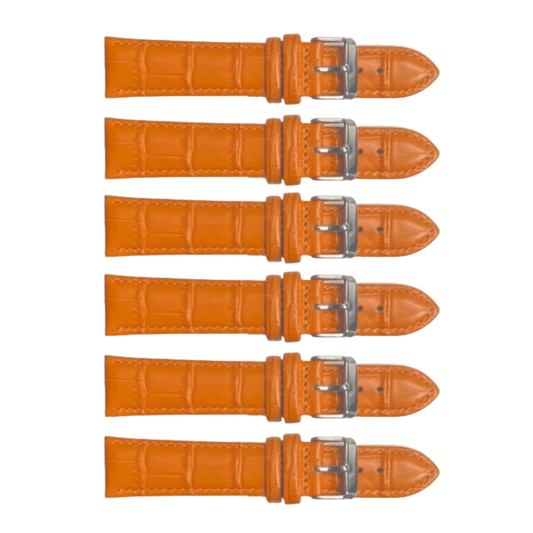 6PCS Alligator Grain TAN Leather Watch Band (12MM - 24MM) Padded & Stitched - Universal Jewelers & Watch Tools Inc.