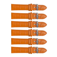 6PCS Alligator Grain TAN Leather Watch Band (12MM-24MM) Padded & Stitched