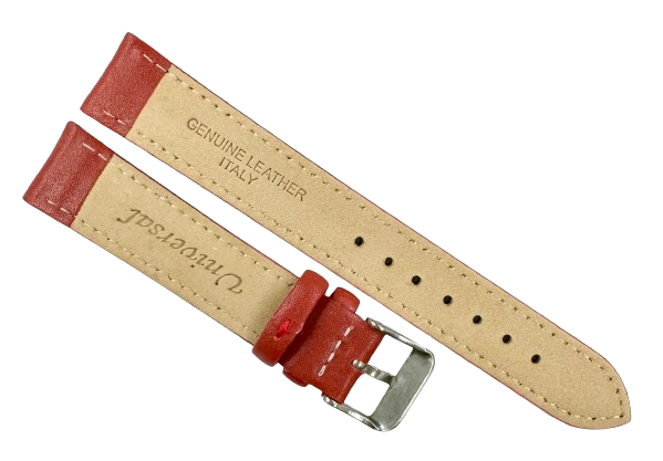 Load image into Gallery viewer, 16-30mm Genuine Leather Plain RED watch band with white stitches, padded
