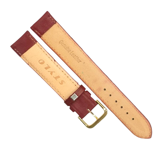 Load image into Gallery viewer, 16MM XL Plain Padded Red Genuine Leather Watch Band, stitches
