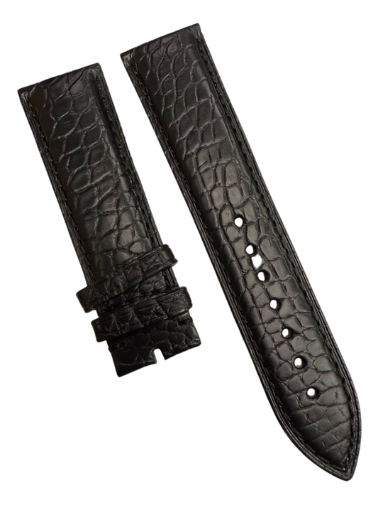 100% Genuine Alligator Leather Watch Strap Black Stitch | Choose your own size