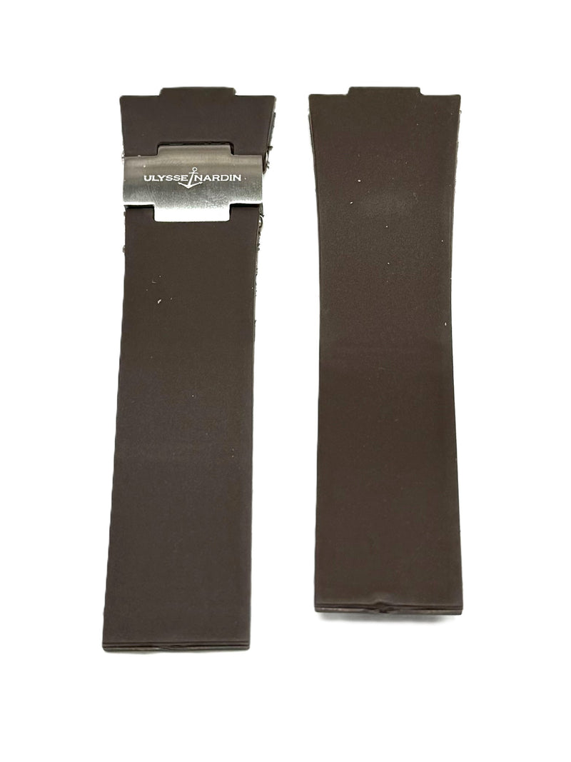 Load image into Gallery viewer, 12x25x20 mm Plain Brown Rubber Ulysse Nardin Watch Band for Marine Diver
