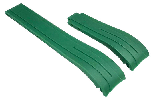 20mm Curved-End Vulcanized Rubber Watch Band for ROLEX Watches, Green Color