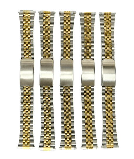 16 - 22 MM Jubilee 2 - tone (GOLD & SILVER) Metal Band with Regular Fold Over Clasp - Universal Jewelers & Watch Tools Inc.