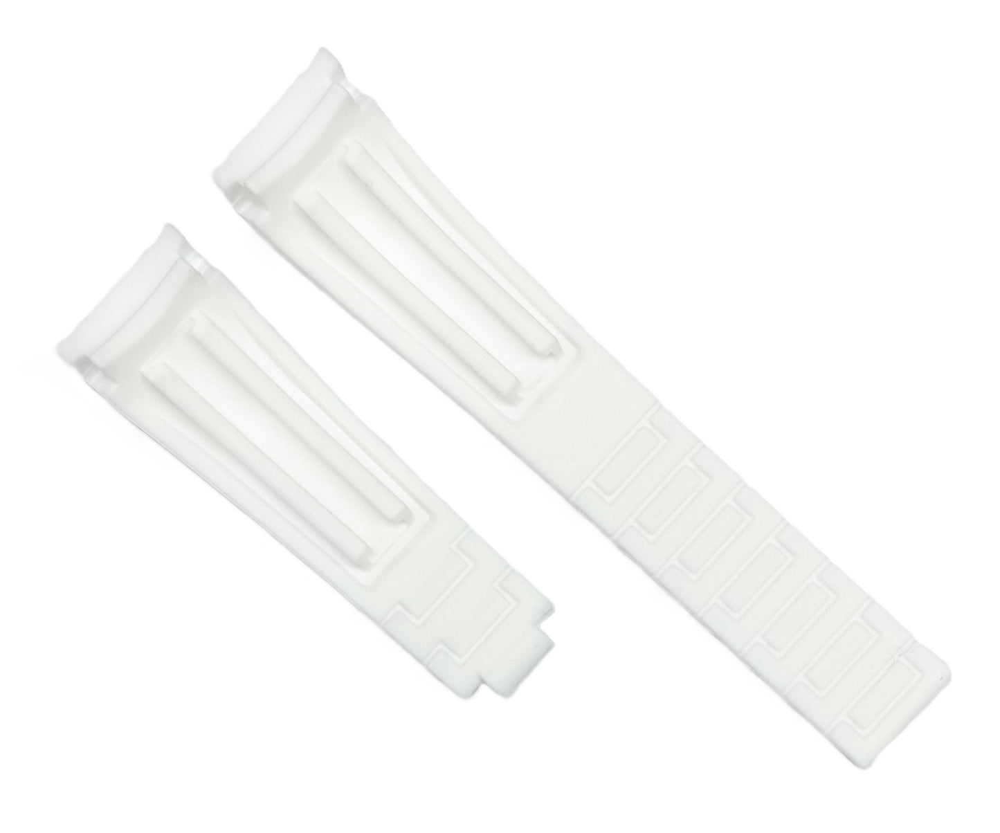 20mm Curved-End Vulcanized Rubber Watch Band for ROLEX Watches, White Color