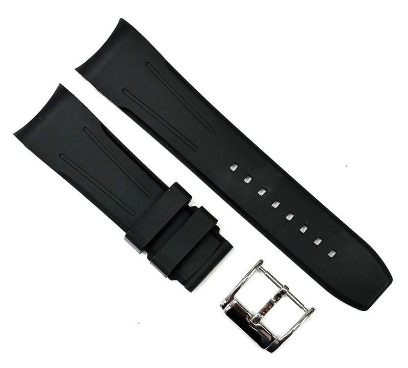 Load image into Gallery viewer, 18-24mm, High Quality FKM Fluorine Rubber Black Watch Band
