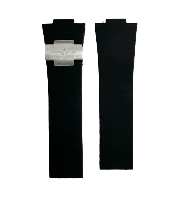 Load image into Gallery viewer, 12x25x20 mm Plain Black Rubber Ulysse Nardin Watch Band for Marine Diver
