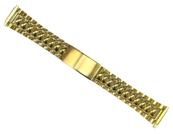 Load image into Gallery viewer, 16-20MM Oyster Style Gold Tone Stainless Steel Band with regular fold-over clasp
