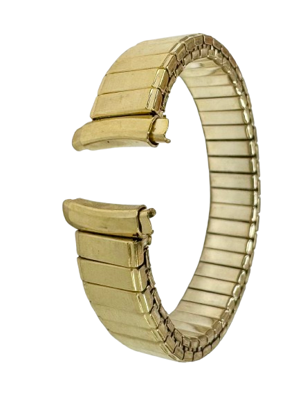 9-12MM Classic Style, Curved End, Gold Color Stretch Band for Ladies Watches