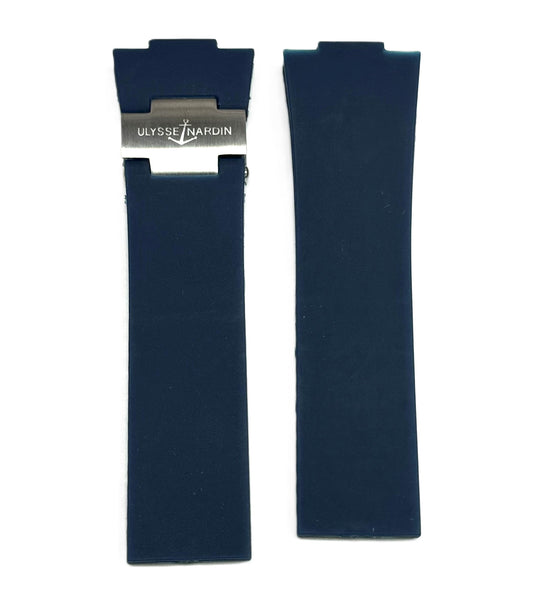 12x25x20 mm Plain Blue Rubber Ulysse Nardin Watch Band for Marine Diver